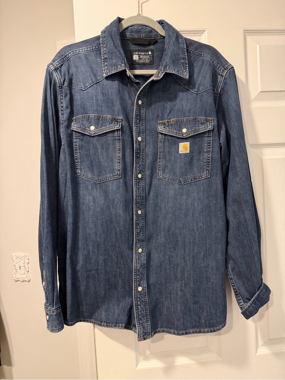 Carhartt Men's Denim Button-Front Western Shirt - Blue